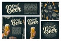 Seamless pattern beer tap, class, can, bottle and hop.