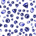 Seamless pattern with precious gem Sapphire