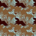 Seamless pattern with predatory birds silhouettes