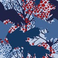 Seamless pattern with predatory birds silhouettes