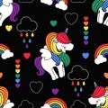 Seamless Pattern Pride Unicorn Wing