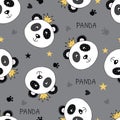 Seamless pattern with princess panda Royalty Free Stock Photo