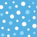 Seamless pattern. Print of blue and white blot, spot, splash of ink on blue background. Can use in textile or decorative design of Royalty Free Stock Photo