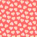 Seamless pattern, print, cute delicate striped hearts on a pink background. Design for Valentine\'s Day. Textile, cover