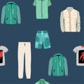 Seamless pattern for print on fabric. Set home sweet clothes. In one color. Clothing icon for sleep, sports and home. T