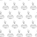 Seamless pattern. Print with graphic onion. Doodle sketch