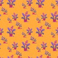 Seamless Pattern, Print of House Plants in Pots