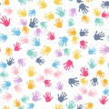 Seamless Pattern. Print of Kids Hands.