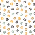 Seamless pattern, print, prints of paws of cats, gray and brown tones . Textiles, cover, decor for kids bedroom Royalty Free Stock Photo
