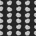 Seamless pattern print white flowers black background textile retro vintage monochrome decoration interior design art packaging Wa Royalty Free Stock Photo