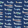 Seamless pattern with propeller airplanes