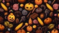 seamless pattern with pumkin halloween pastel halloween candy