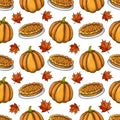 Seamless pattern with pumpkin