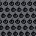 Seamless pattern with pumpkin. Halloween black and white texture. Horrible faces. Royalty Free Stock Photo