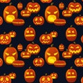 Seamless pattern Pumpkin Lantern Silhouette Background. Halloween Pumpkins Wallpaper vector illustration.