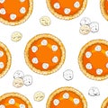 Seamless pattern with pumpkin pies and ice cream. The theme of autumn and thanksgiving Royalty Free Stock Photo