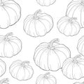 Seamless pattern pumpkin is a real vegetable vegetarian. vector