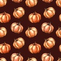 Seamless pattern, pumpkin, watercolor, modern design Royalty Free Stock Photo