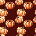 Seamless pattern, pumpkin, watercolor, modern design Royalty Free Stock Photo