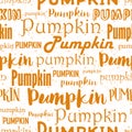 Seamless pattern with pumpkin word in different styles. Ornament for Halloween. Ink illustration. Modern brush