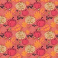 Seamless pattern with pumpkins