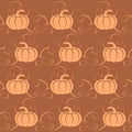 Seamless pattern with pumpkins and swirls. Pumpkins for Halloween party.