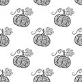 Seamless pattern with pumpkins. Illustration for Halloween.