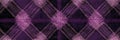 A seamless pattern of purple and black plaid tartan featuring a geometric design with overlapping lines and a textured backgro Royalty Free Stock Photo