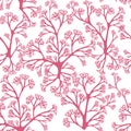 Seamless pattern of purple coral seaweeds silhouettes flat vector illustration on white background