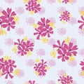 Seamless pattern purple ditsy flowers, spring background