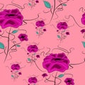 Seamless pattern of purple flowers