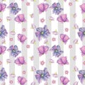 Seamless pattern of purple garden flowers,hand drawn floral pattern