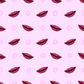 Seamless pattern purple lips on purple background