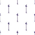 Seamless pattern with purple magic staff icon on white background. Magic wand, scepter, stick, rod. Vector illustration