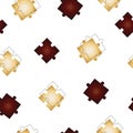 Seamless pattern with puzzle jigsaw pieces vector in beige and dark red colors Royalty Free Stock Photo