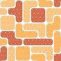 Seamless pattern with puzzles of cookies, crackers.