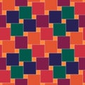 Seamless pattern. Pythagorean tiling. Squares tessellation. Repeated color checks ornament. Square, check shapes background.