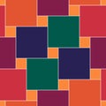 Seamless pattern. Pythagorean tiling. Squares tessellation. Repeated color checks ornament. Square, check shapes background.