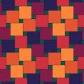 Seamless pattern. Pythagorean tiling. Squares tessellation. Repeated color checks ornament. Square, check shapes background.