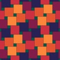 Seamless pattern. Pythagorean tiling. Squares tessellation. Repeated color checks ornament. Square, check shapes background.