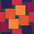 Seamless pattern. Pythagorean tiling. Squares tessellation. Repeated color checks ornament. Square, check shapes background.