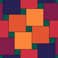 Seamless pattern. Pythagorean tiling. Squares tessellation. Repeated color checks ornament. Square, check shapes background.