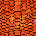 Seamless pattern python skin watercolor drawn orange scales Royalty Free Stock Photo