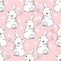 Seamless Pattern Rabbit. Hand Drawn Bunny and heart, print design rabbit background. Seamless. Print Design Textile for Kids