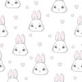 Seamless pattern rabbit hand drawn bunny and heart print design rabbit background vector illustration seamless print design Royalty Free Stock Photo