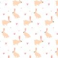 Seamless pattern with rabbit hearts .