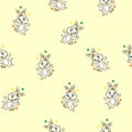Seamless pattern rabbit star color dancing background vector