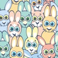 Seamless pattern with rabbits. Childish wallpaper and textile.