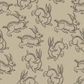 Seamless pattern rabbits Drawing