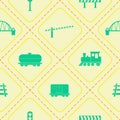 Seamless pattern with railroad icons